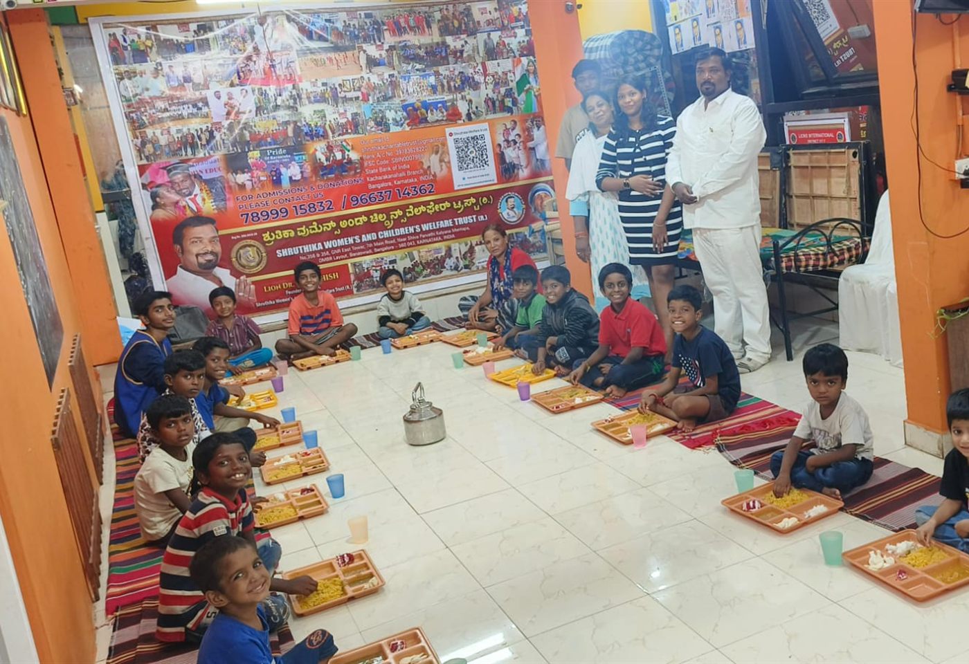 Families gathered for a community celebration