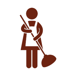 House keeping staff with a broom