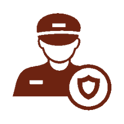 A security guard with a shield