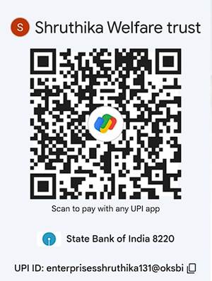 UPI QR code for Shruthika Welfare trust, State Bank of India account ending 8220